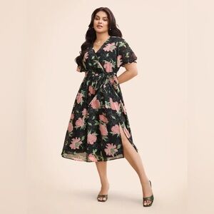 BloomChic 28 Black Floral Midi Dress